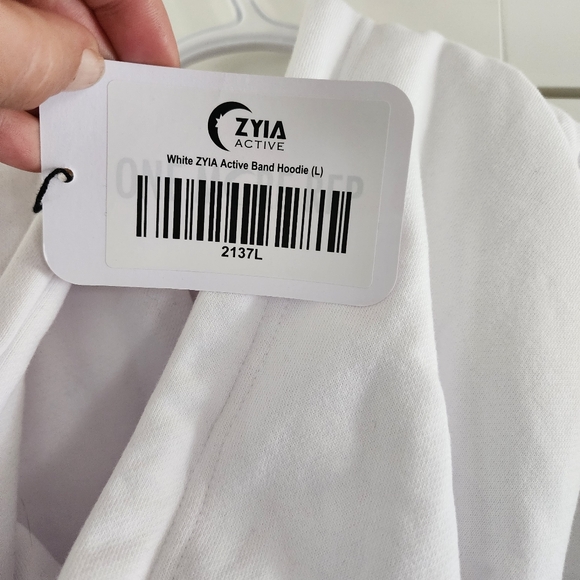 BNWT ZYIA white active band cropped hoodie size lg - Picture 5 of 6